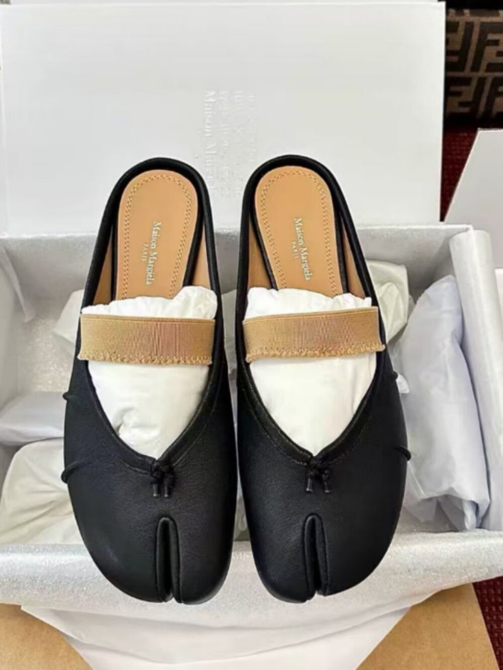 Maison Margiela Black Split-Toe Backless Flats